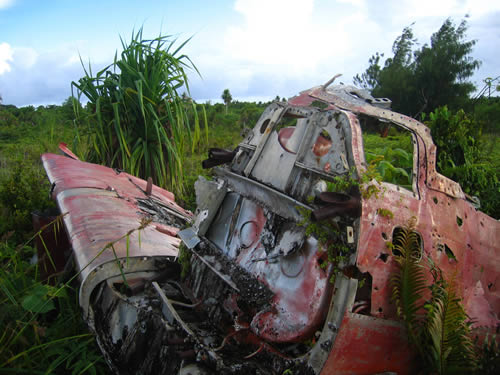 The remains of a WWII-era Japanese Zero on Yap. Photo by Simon Sellars, 2005.