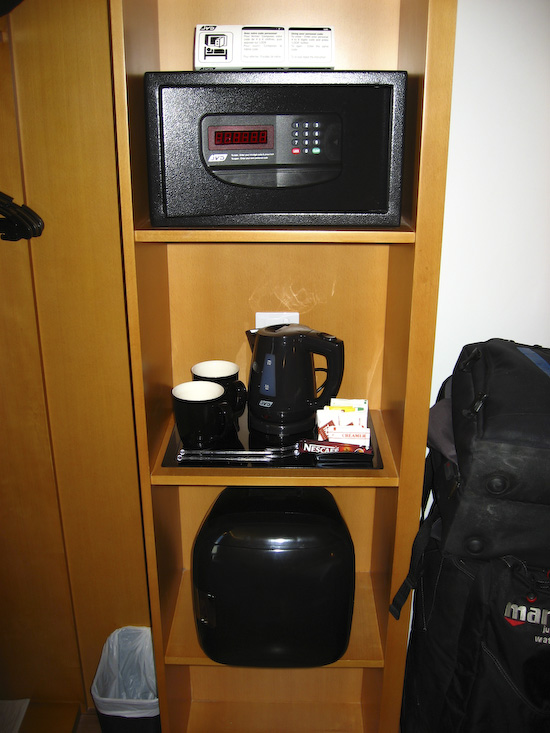 Ibis Singapore Hotel Room Safe, Kettle and Fridge